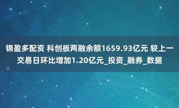 锦盈多配资 科创板两融余额1659.93亿元 较上一交易日环比增加1.20亿元_投资_融券_数据